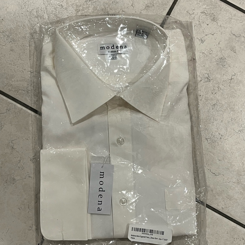 NWT Modena Classic White Dress Shirt for Men Tall Neck 17 Size 36/37